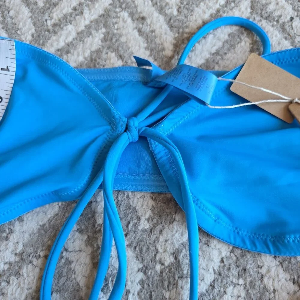 SKIMS Swim Long Sleeve Bikini Top Turquoise Size Small NWT